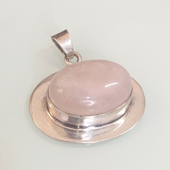 Jewelry - Rose Quartz Sterling Silver Mexico 925 Pendant 16 Grams